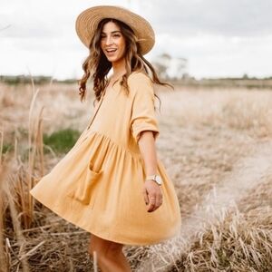 Finding July "Ray" Dress - Relaxed Tiered Mini Dress with Front Pockets